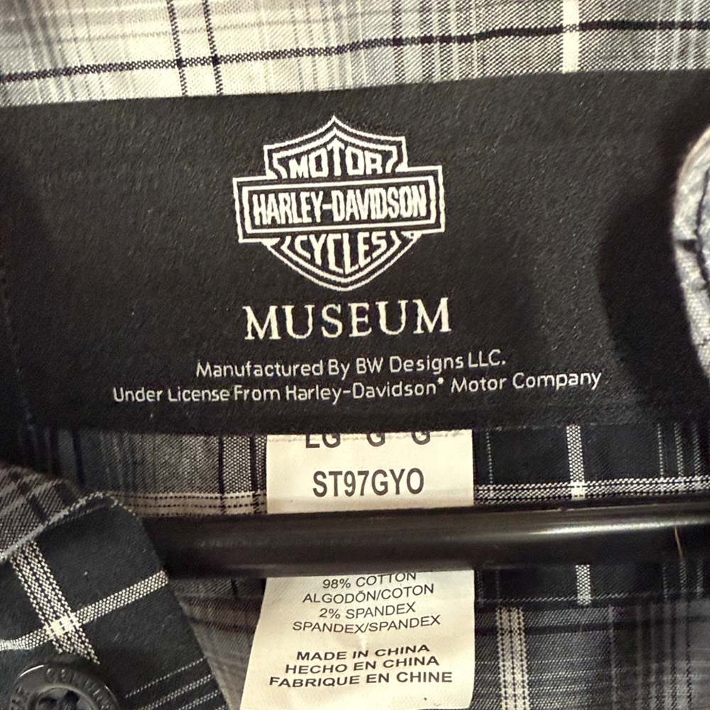 Harley-Davidson Men's Gray Plaid Button Down Shirt - Picture 3 of 3